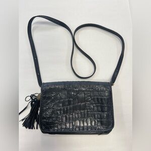 Vintage Brahmin Black Alligator Croc Crossbody Bag